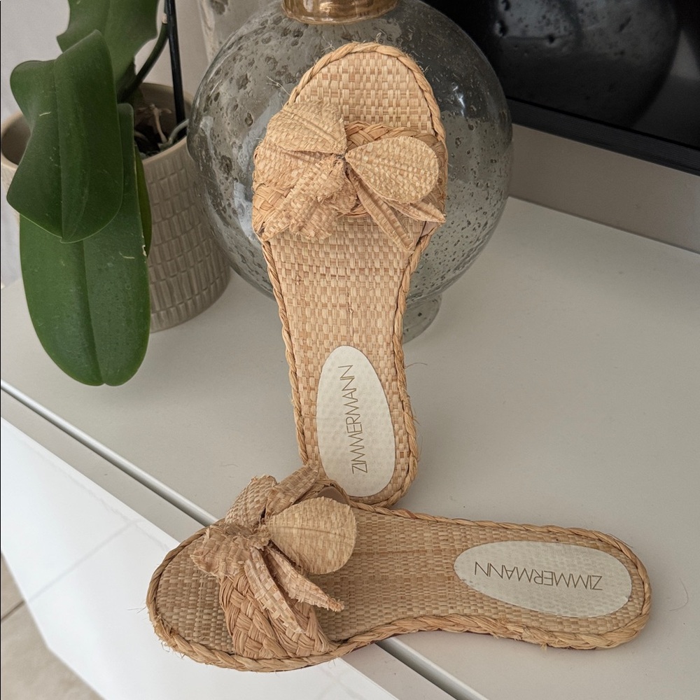 Zimmermann Natural Straw Slide Sandals